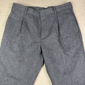 Wallace & Barnes Pleated Wool Pants Mens 32x27 Blue Herringbone Slim Dress